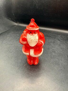 Vintage 1950s Irwin Santa Claus Candy Container Ornament Hard Plastic 4 Inch